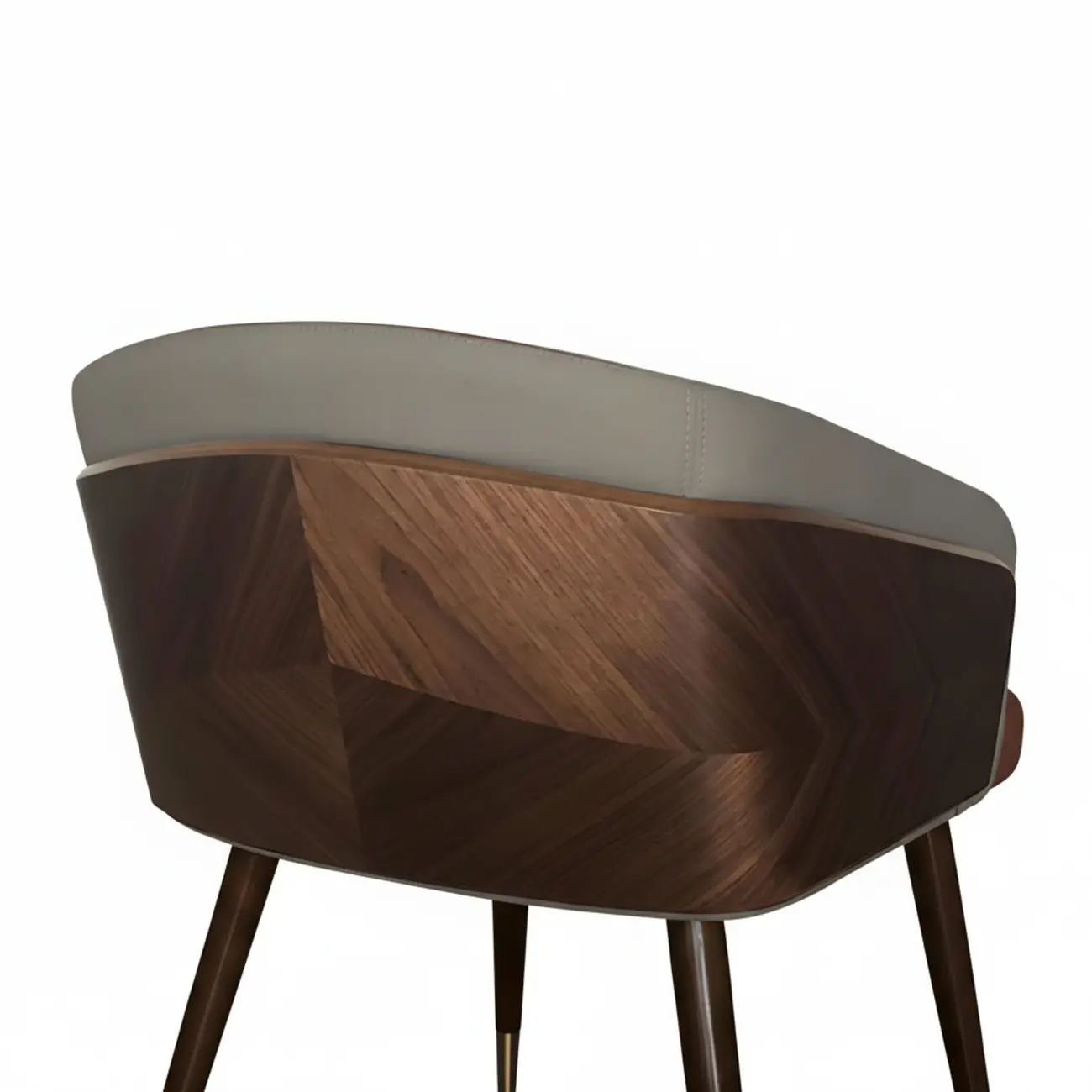 Modern Armrest Faux Leather Wood Dining Chair Low Back Image - 5 | homeyfad