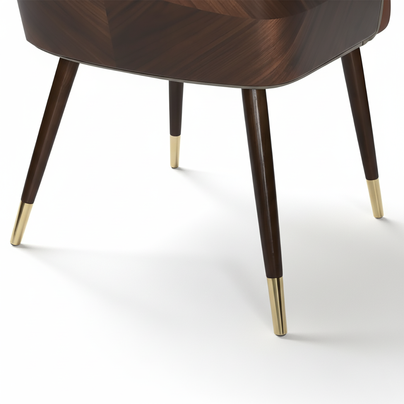 Modern Armrest Faux Leather Wood Dining Chair Low Back Image - 6 | homeyfad