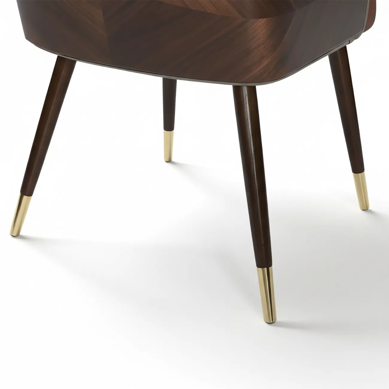 Modern Armrest Faux Leather Wood Dining Chair Low Back Image - 6