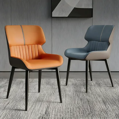 Leather Low Solid Back Armless Dining Side Chair Image - 1