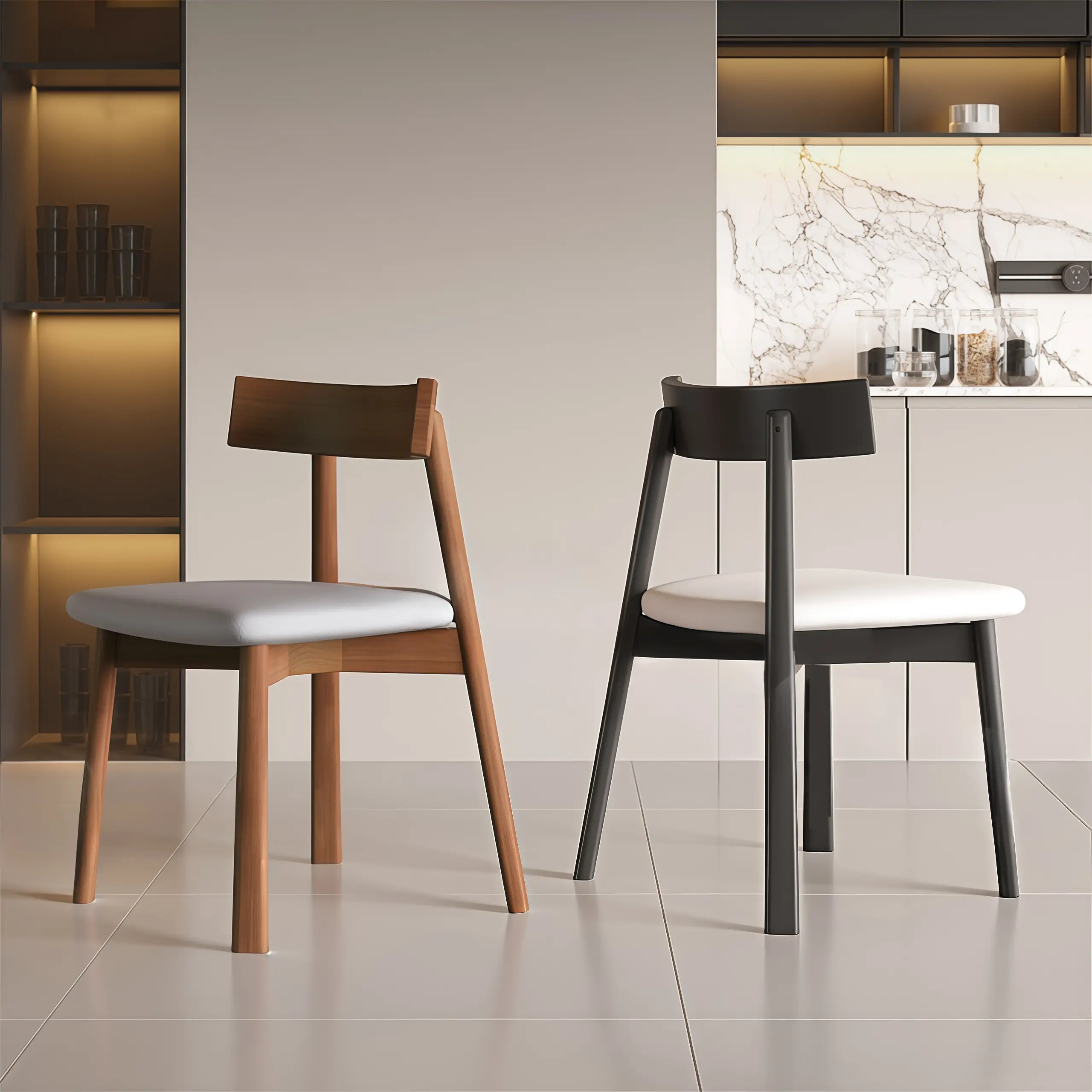 Modern Faux Leather Upholstered Low Back Dining Chair Image - 1 | homeyfad