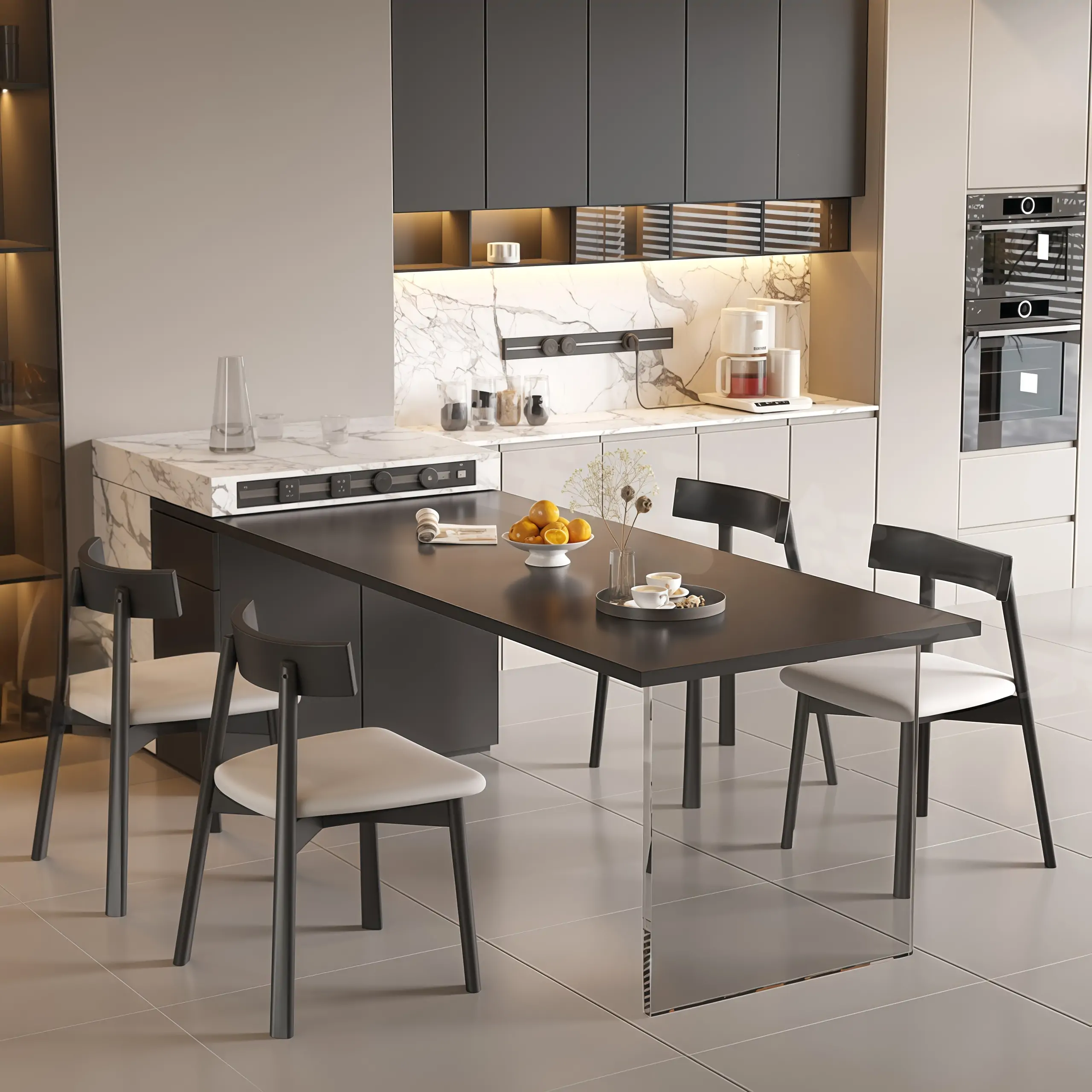 Modern Faux Leather Upholstered Low Back Dining Chair Image - 2 | homeyfad