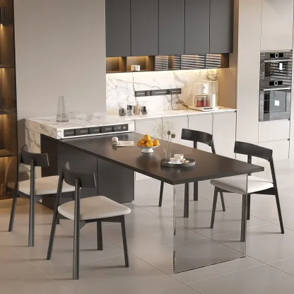 Modern Faux Leather Upholstered Low Back Dining Chair Image - 2