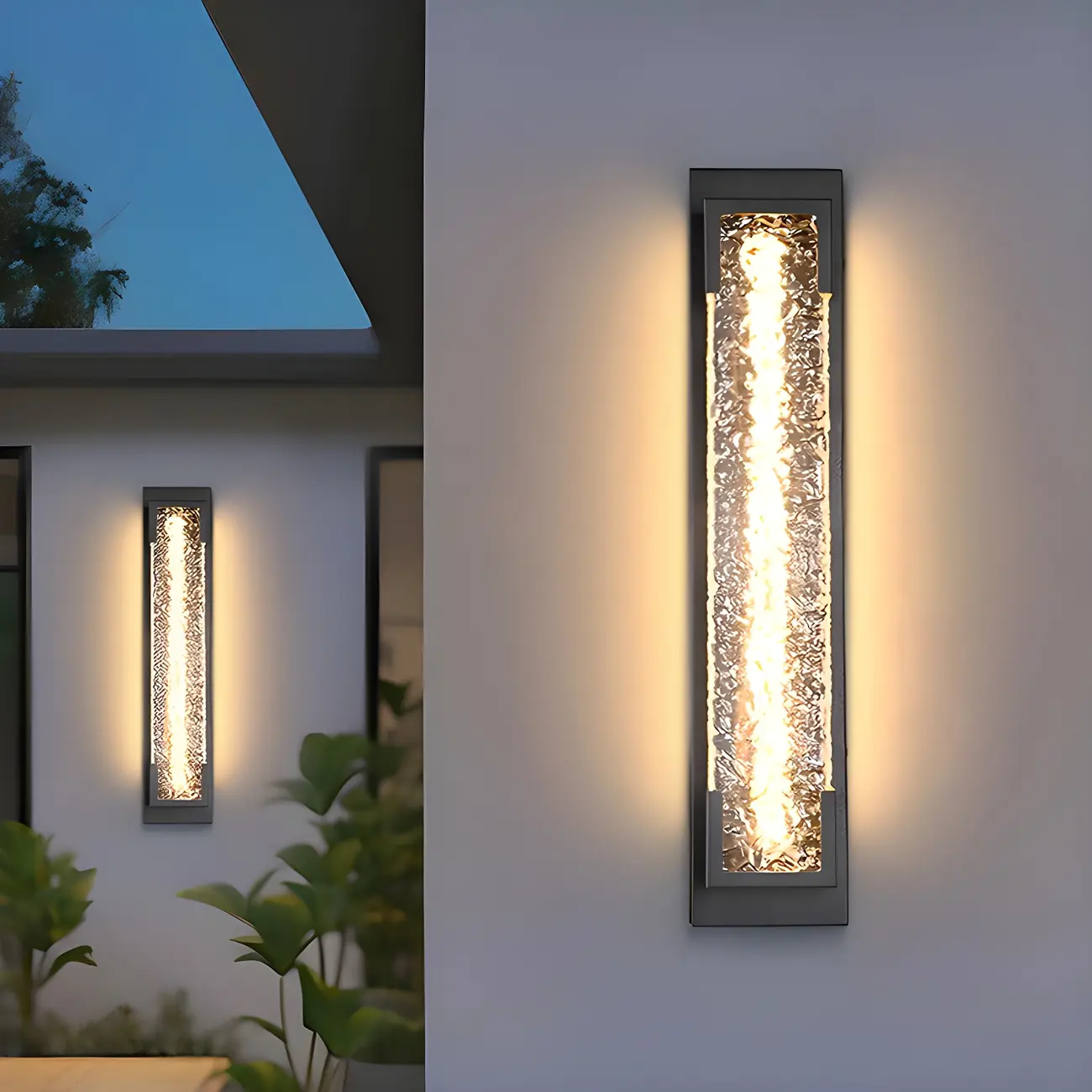 Modern Ribbed Shade Rectangle LED Outdoor Wall Light | homeyfad