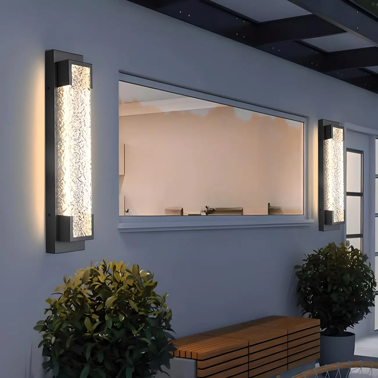 Modern Ribbed Shade Rectangle LED Outdoor Wall Light | homeyfad