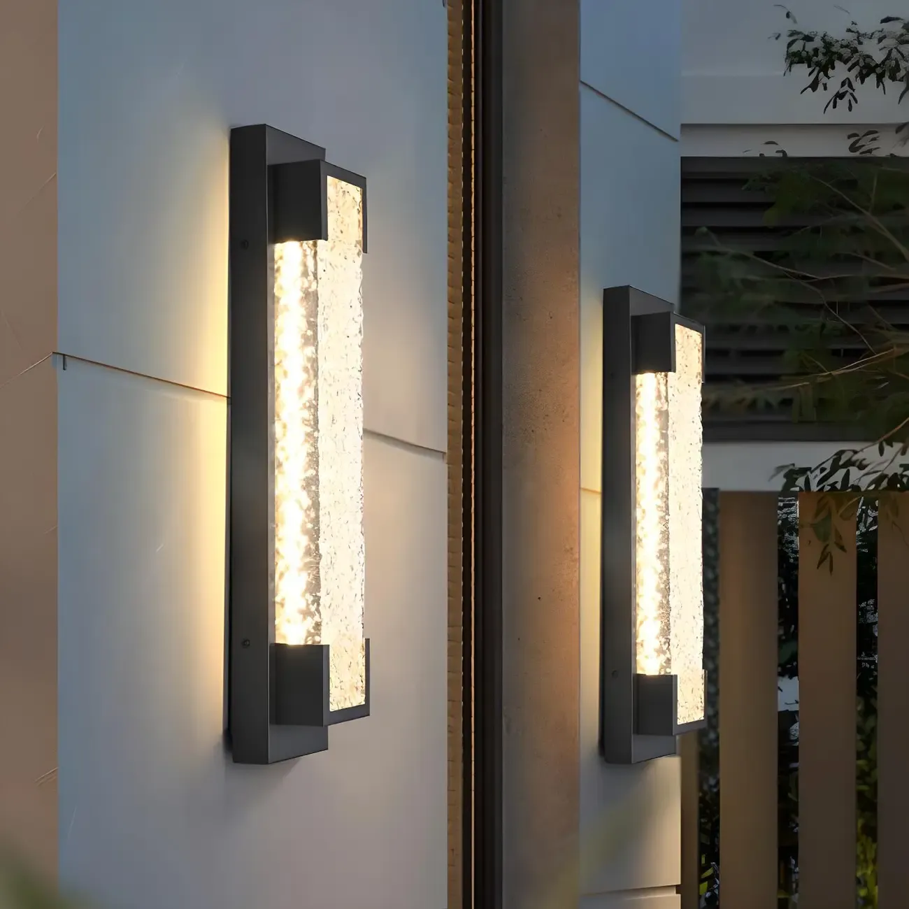 Modern Ribbed Shade Rectangle LED Outdoor Wall Light