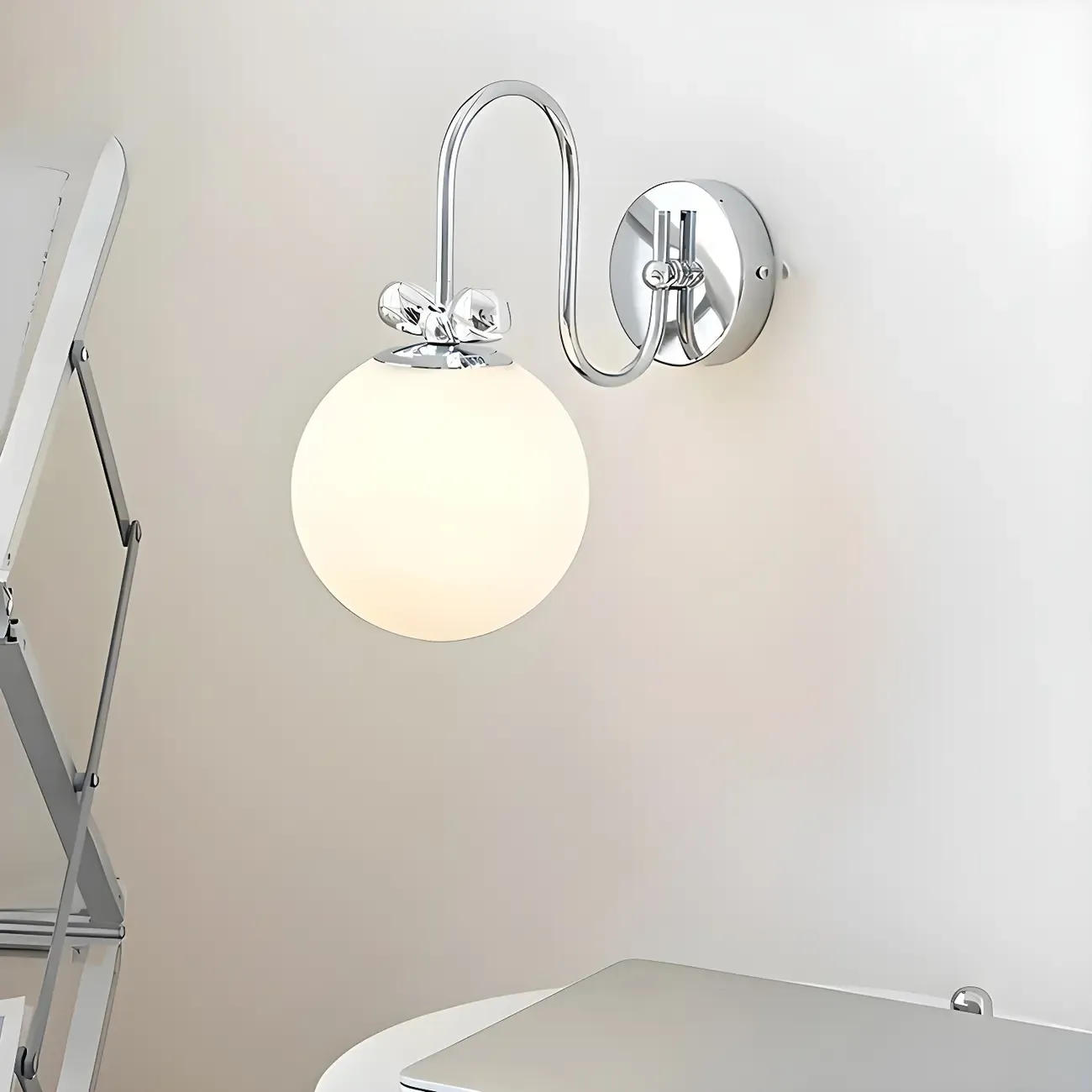 Globe LED Wall Light with Chrome Finish for Bedroom | HomeyFad