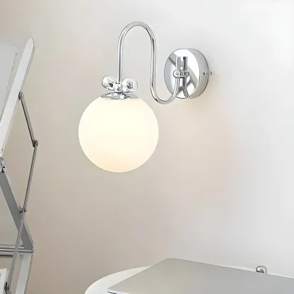 Modern Chrome Globe Glass Indoor Wall Sconce Light Image - 1