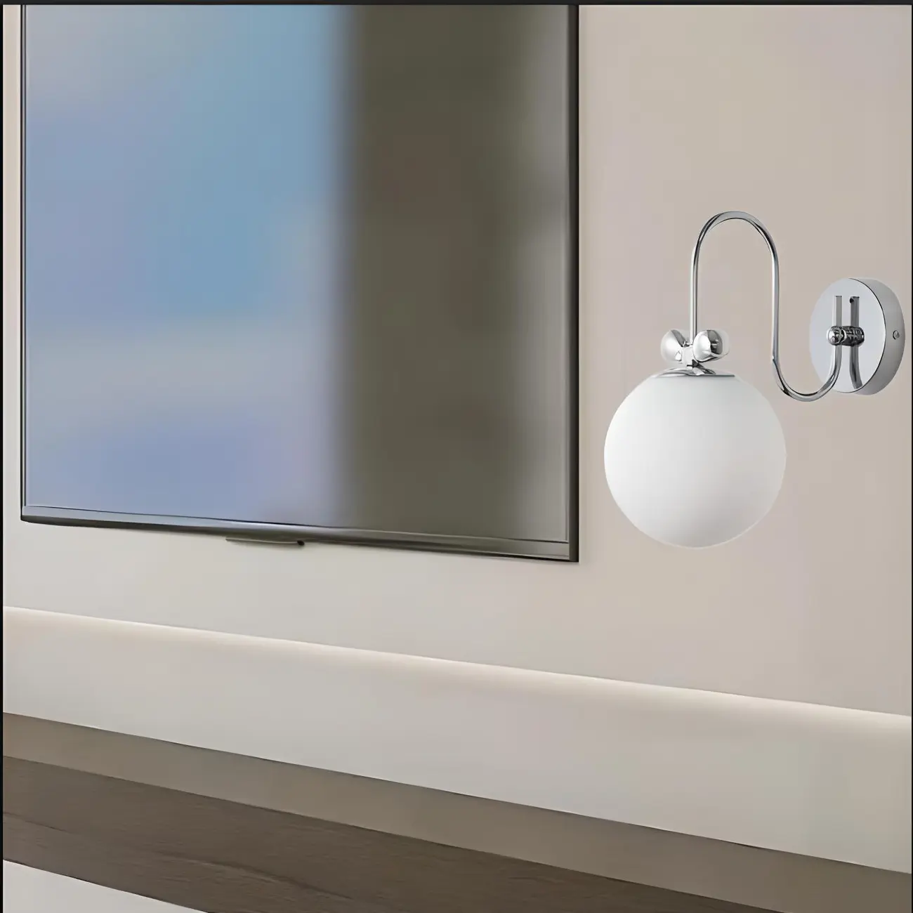 Modern Chrome Globe Glass Indoor Wall Sconce Light Image - 3 | homeyfad