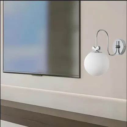 Modern Chrome Globe Glass Indoor Wall Sconce Light Image - 3