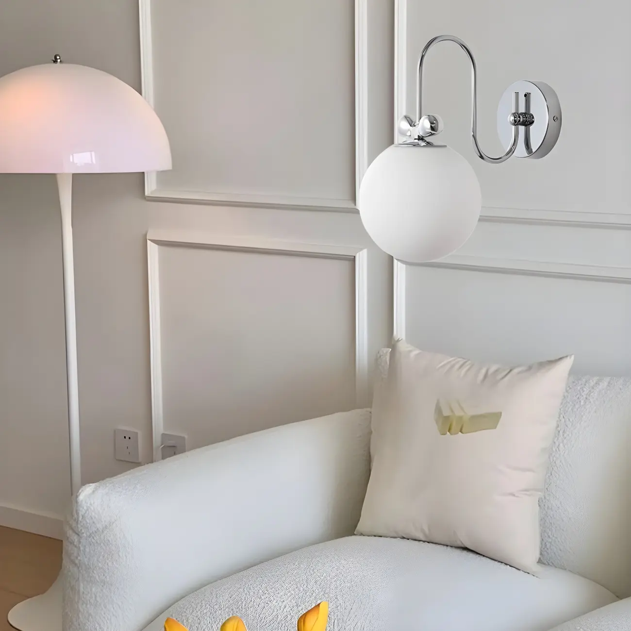 Modern Chrome Globe Glass Indoor Wall Sconce Light Image - 5 | homeyfad