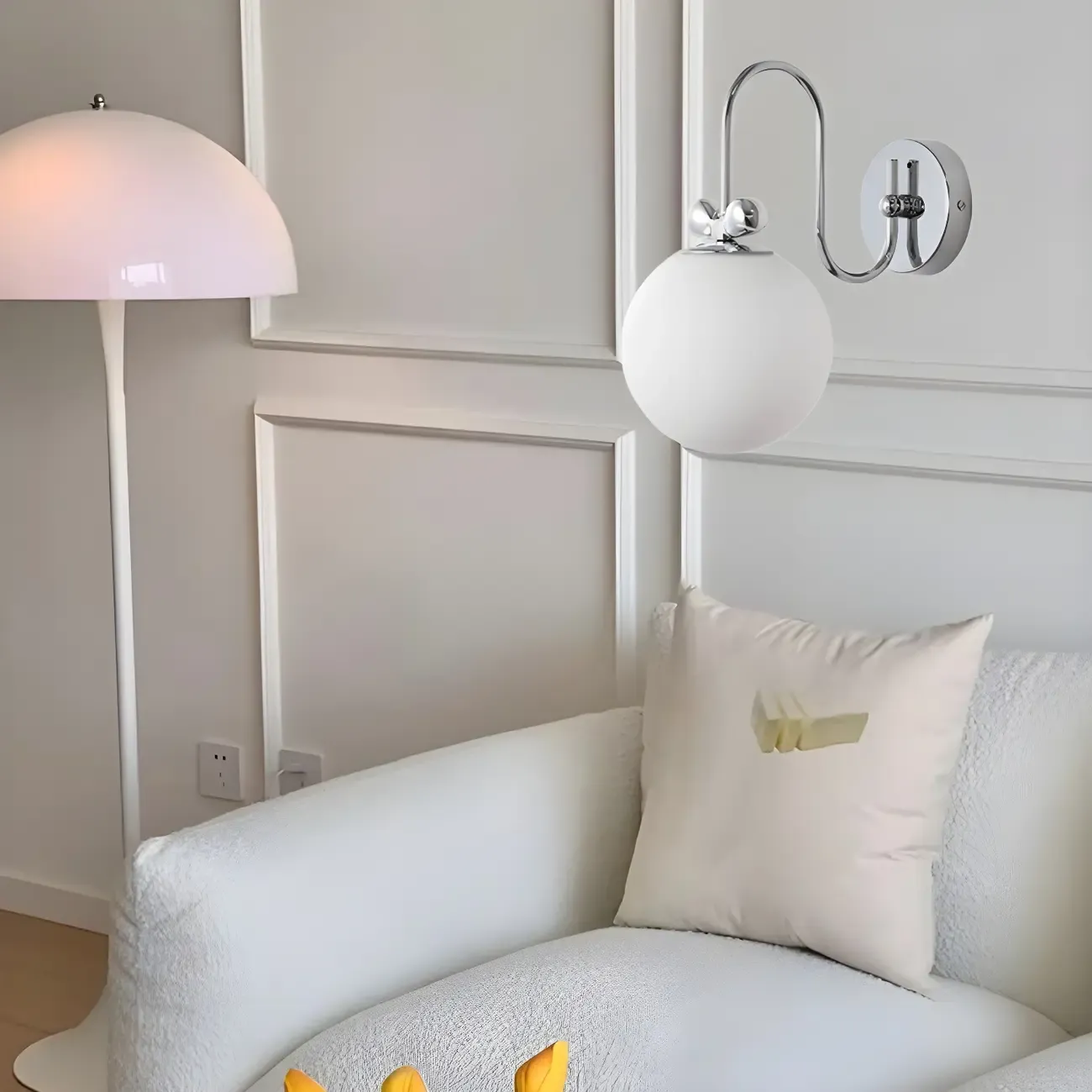 Modern Chrome Globe Glass Indoor Wall Sconce Light Image - 5