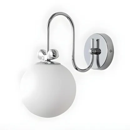 Modern Chrome Globe Glass Indoor Wall Sconce Light Image - 6