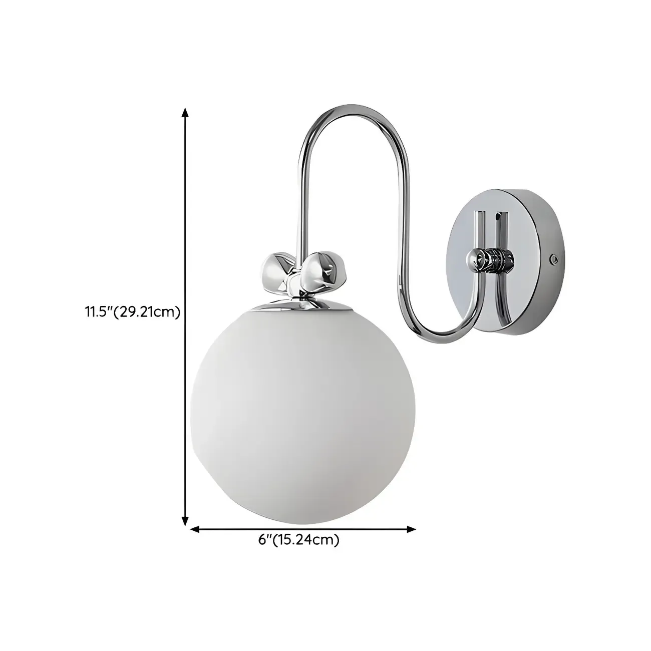 Modern Chrome Globe Glass Indoor Wall Sconce Light #size