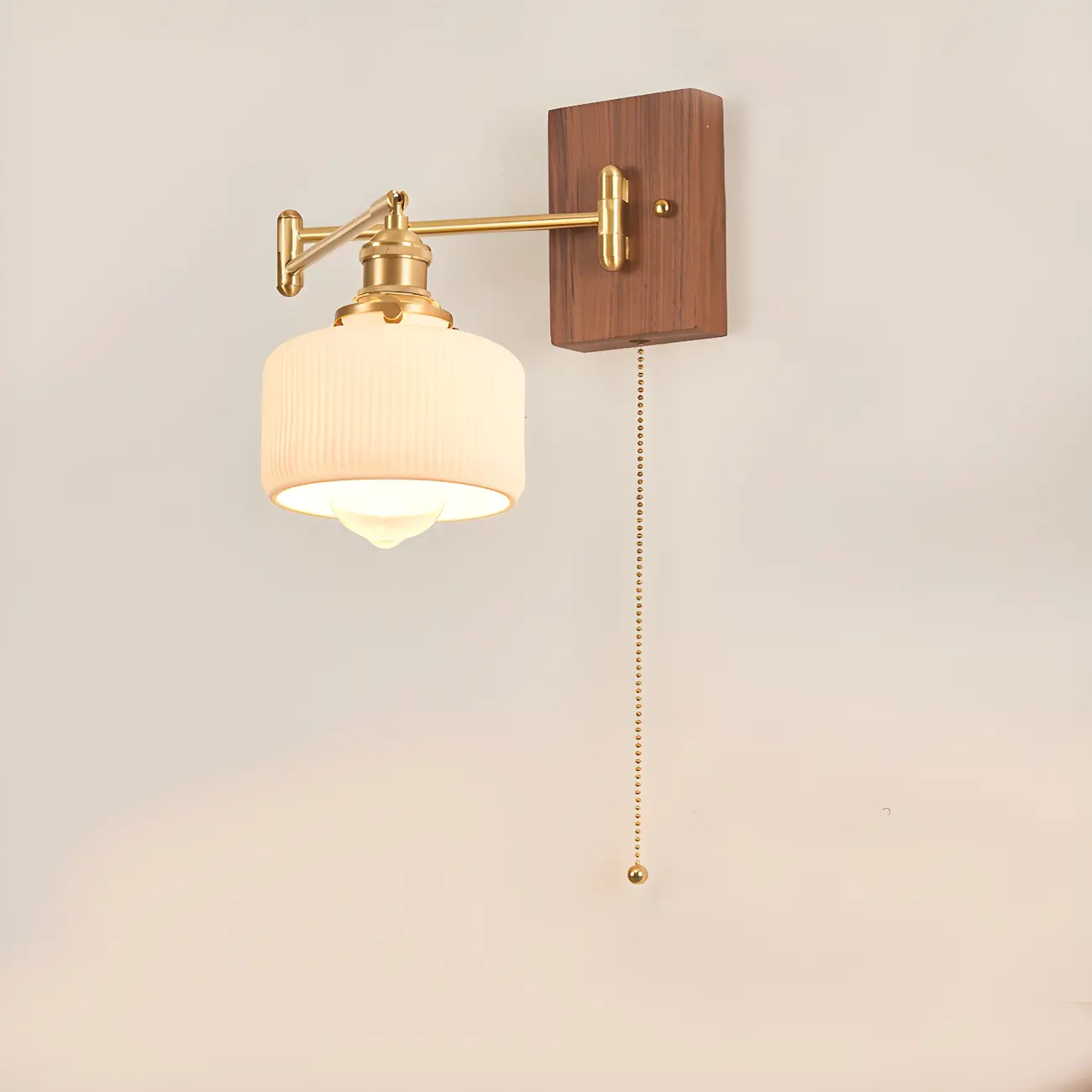 Elegant Pleated Swing Arm Wall Mount Light for Bedside Use | homeyfad