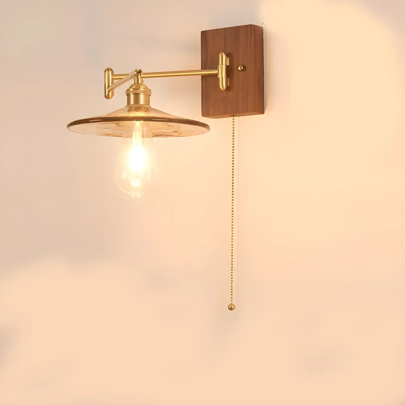 Elegant Pleated Swing Arm Wall Mount Light for Bedside Use