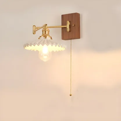 Elegant Pleated Swing Arm Wall Mount Light for Bedside Use