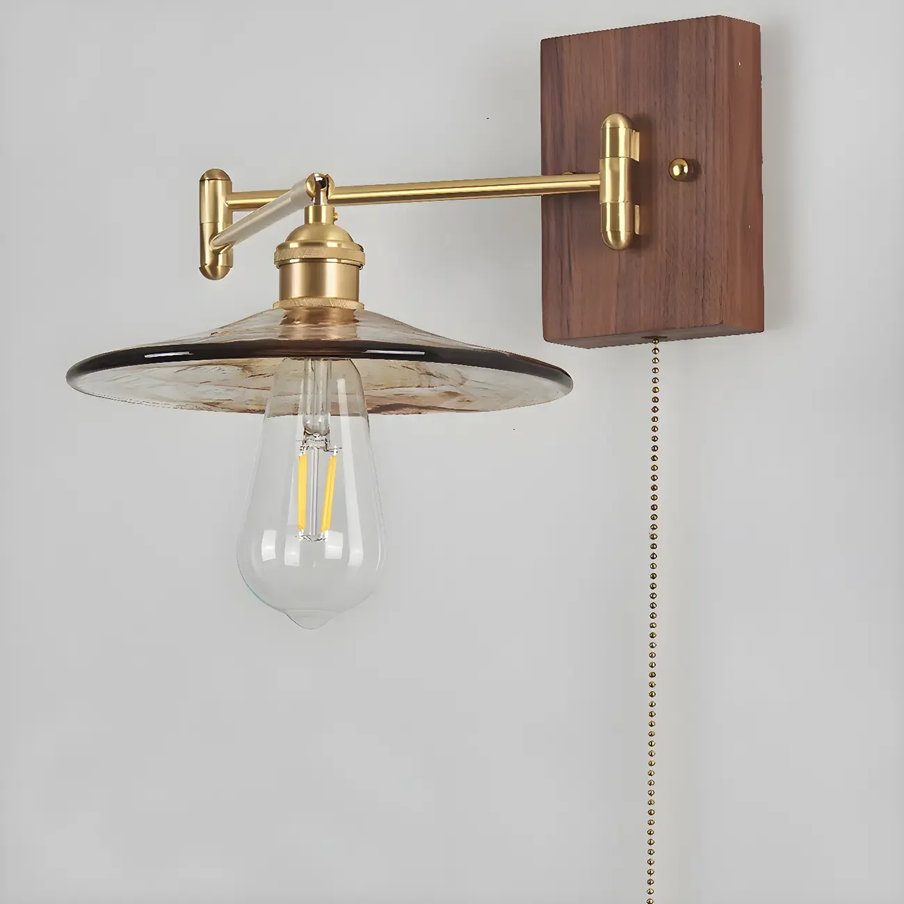 Elegant Pleated Swing Arm Wall Mount Light for Bedside Use