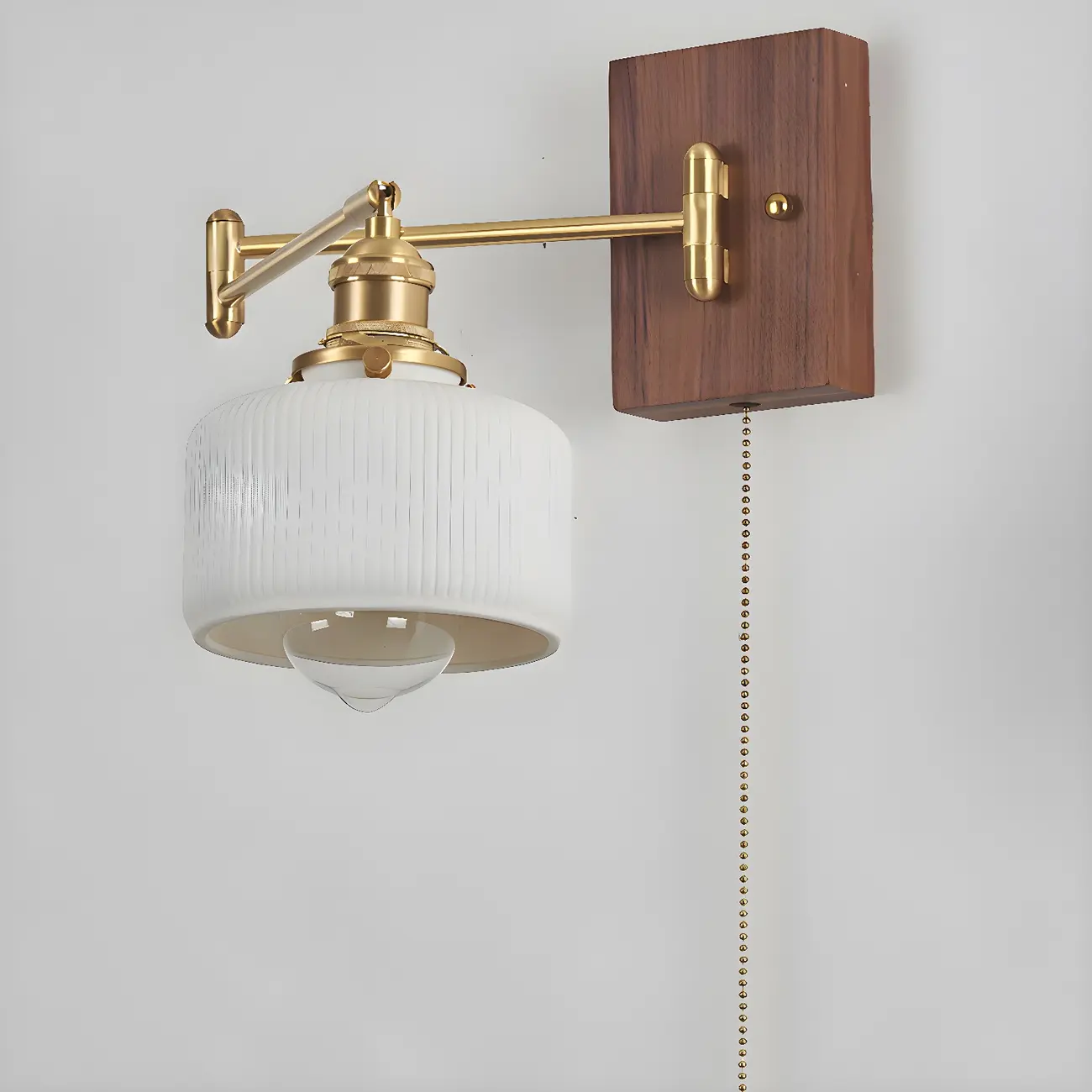 Elegant Pleated Swing Arm Wall Mount Light for Bedside Use | homeyfad
