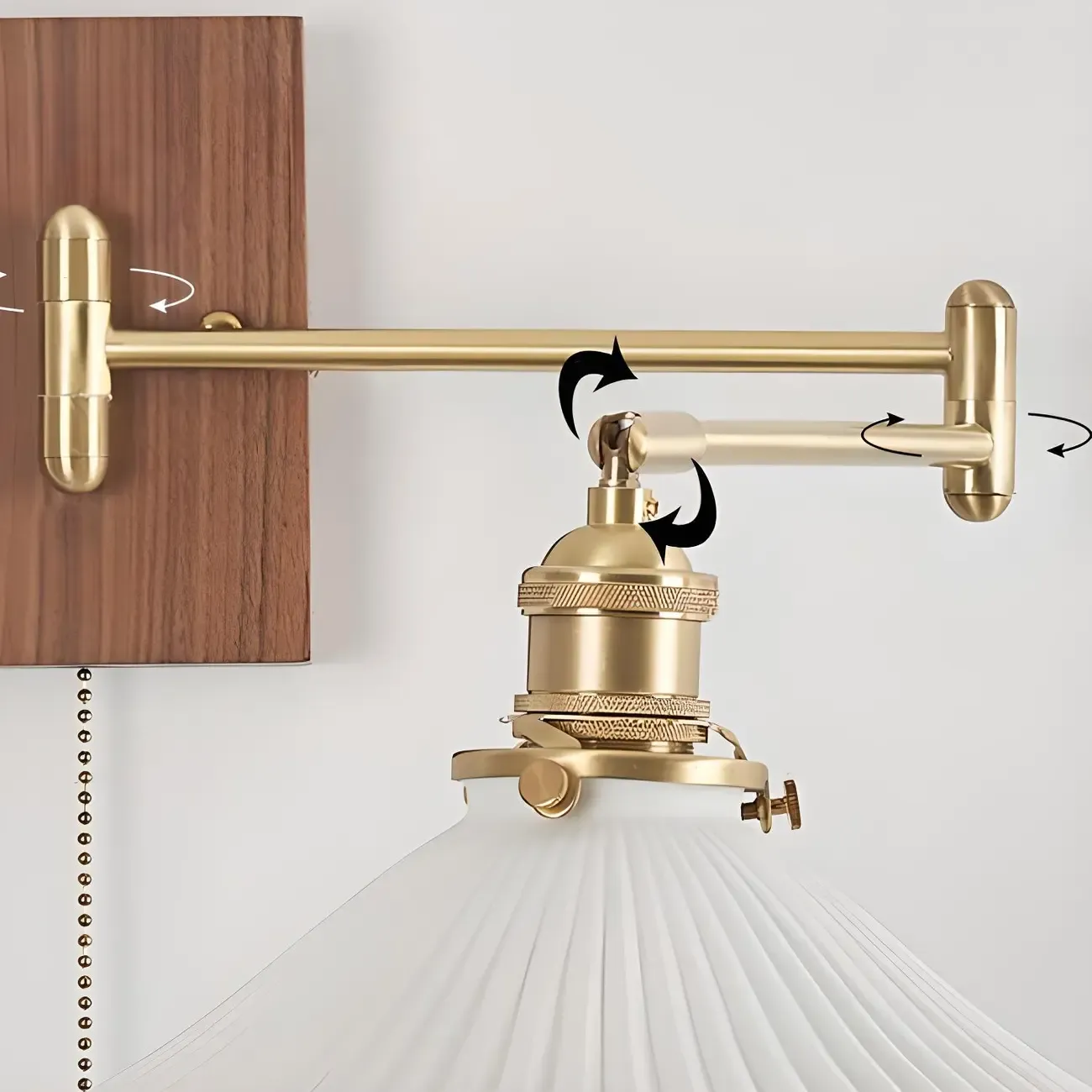 Elegant Pleated Swing Arm Wall Mount Light for Bedside Use