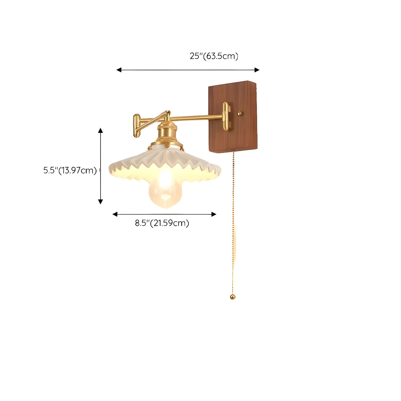 Elegant Pleated Swing Arm Wall Mount Light for Bedside Use | homeyfad