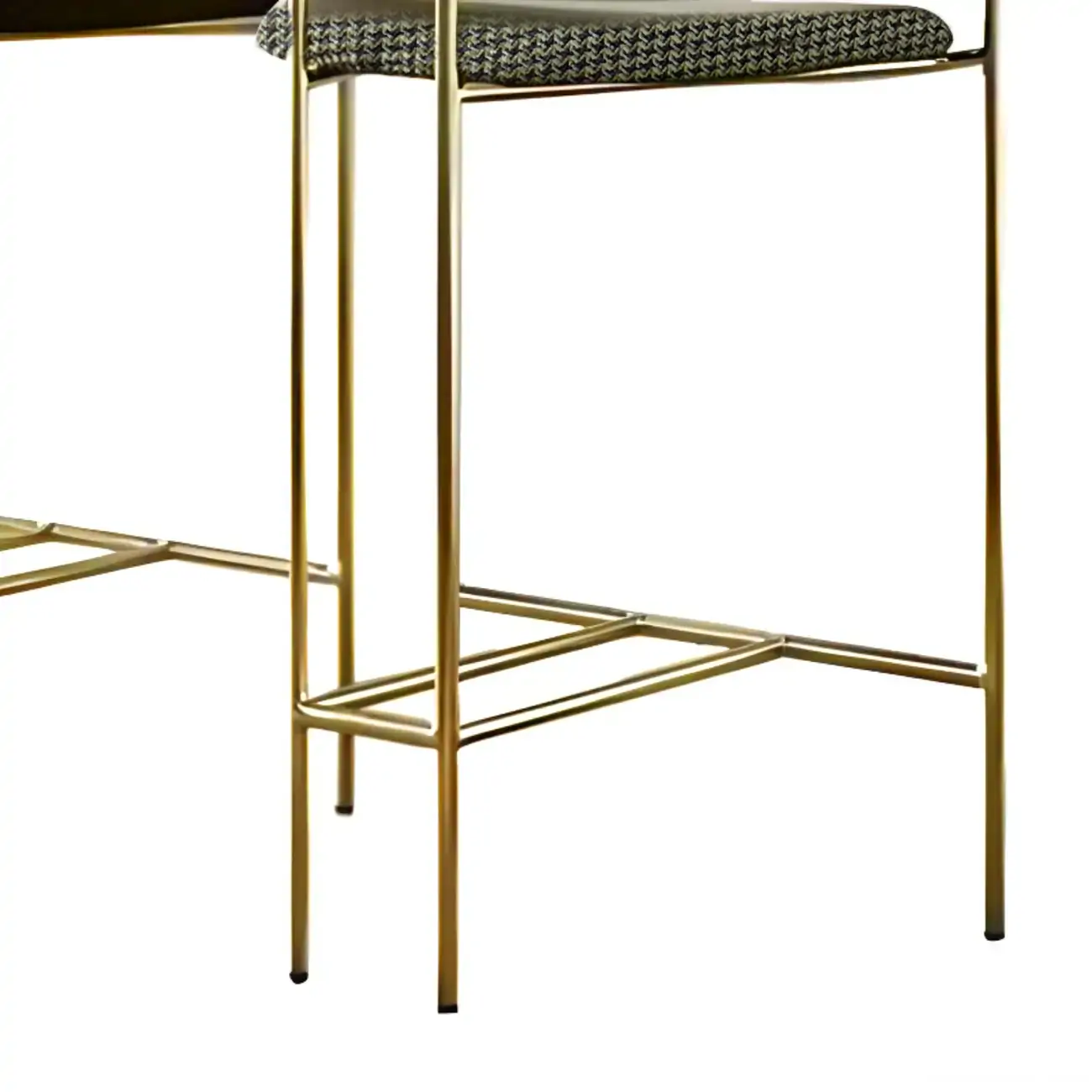 Art Deco Gold Green Cotton Upholstered Bar Stool Image - 7 | homeyfad