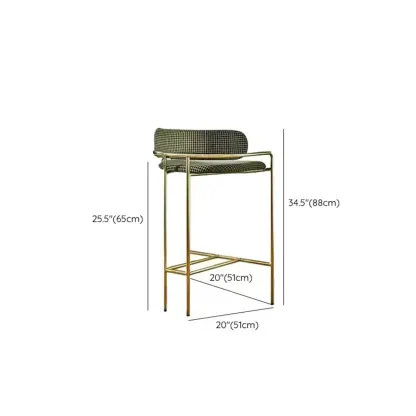 Art Deco Gold Green Cotton Upholstered Bar Stool #size