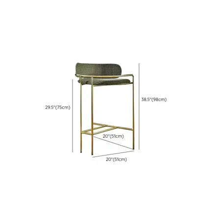 Art Deco Gold Green Cotton Upholstered Bar Stool Image - 9