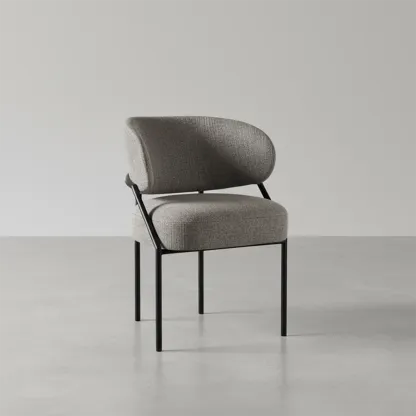 Contemporary Gray Upholstered Dining Chair Metal Frame Image - 1