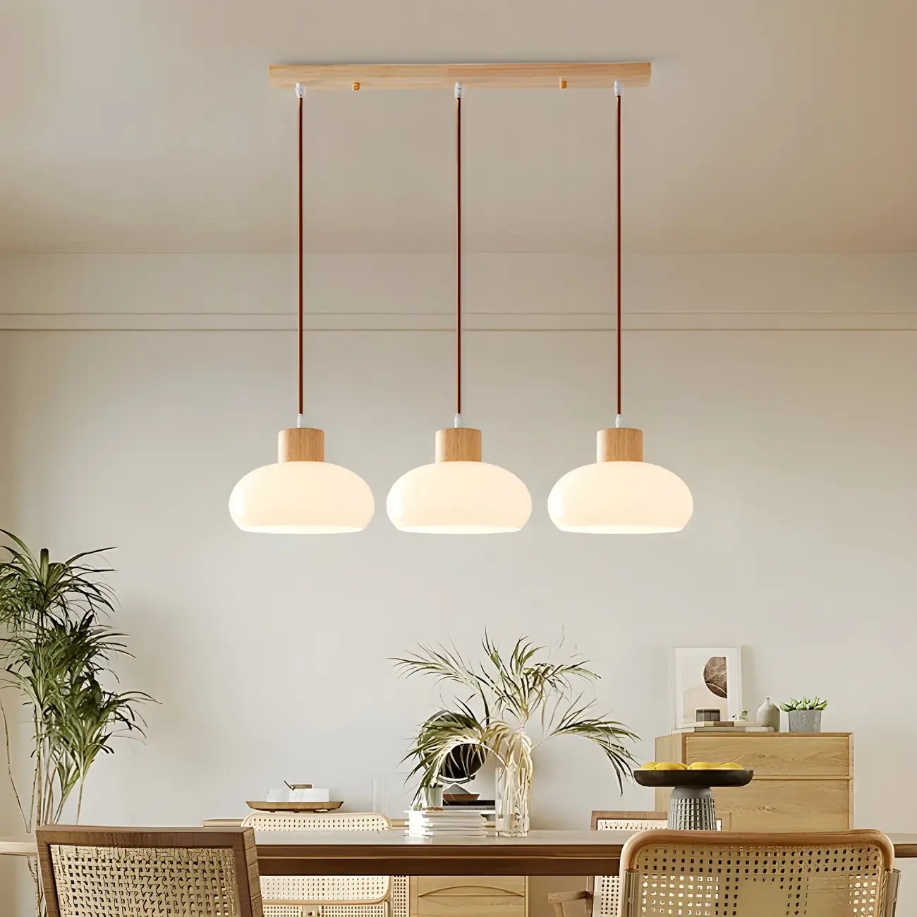 3-Light Drum Glass Pendant Light Modern Glass for Kitchen Island Image - 1 | homeyfad