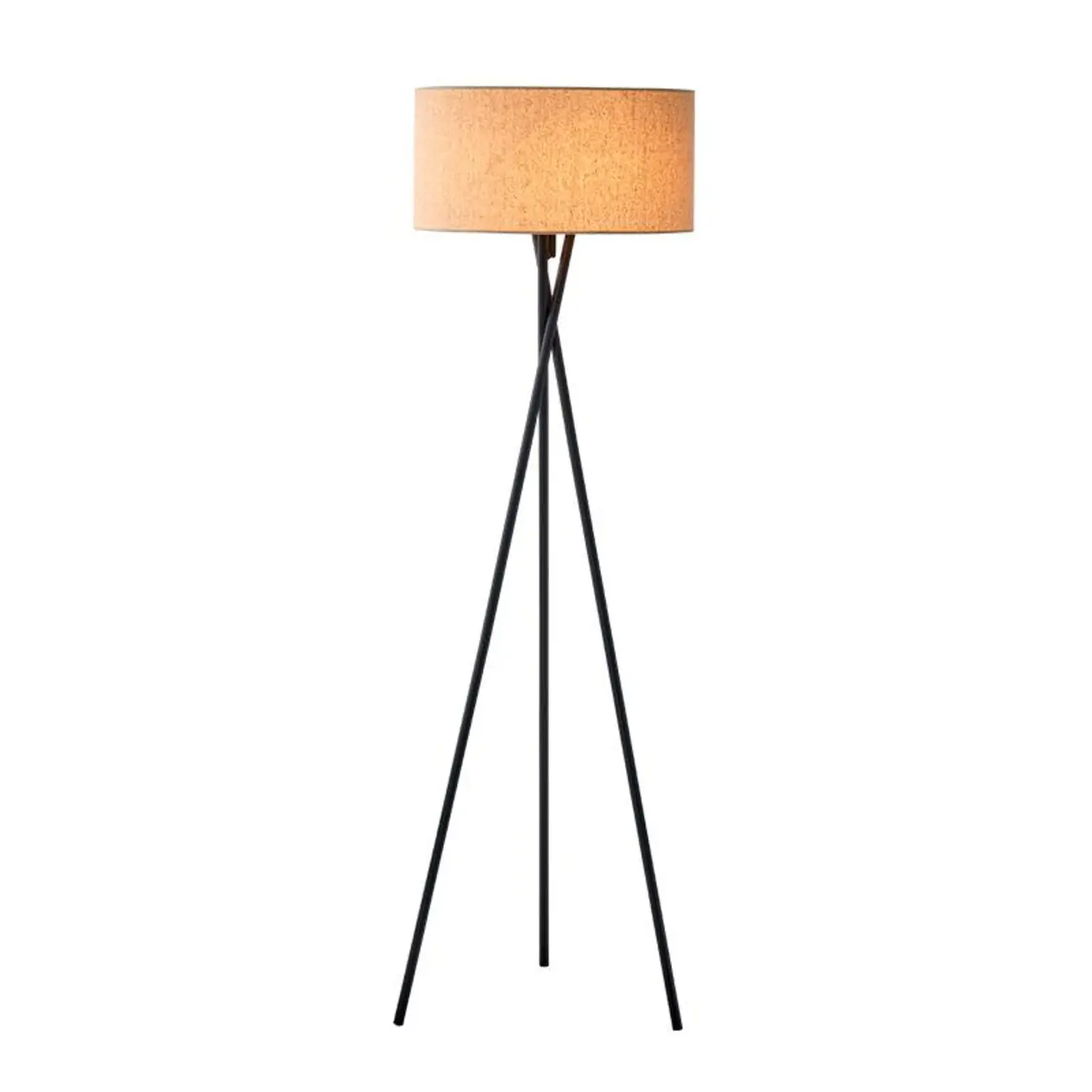 Modern 63" Tripod Black LED Fabric Floor Lamp Drum Shade  Image - 5 | homeyfad