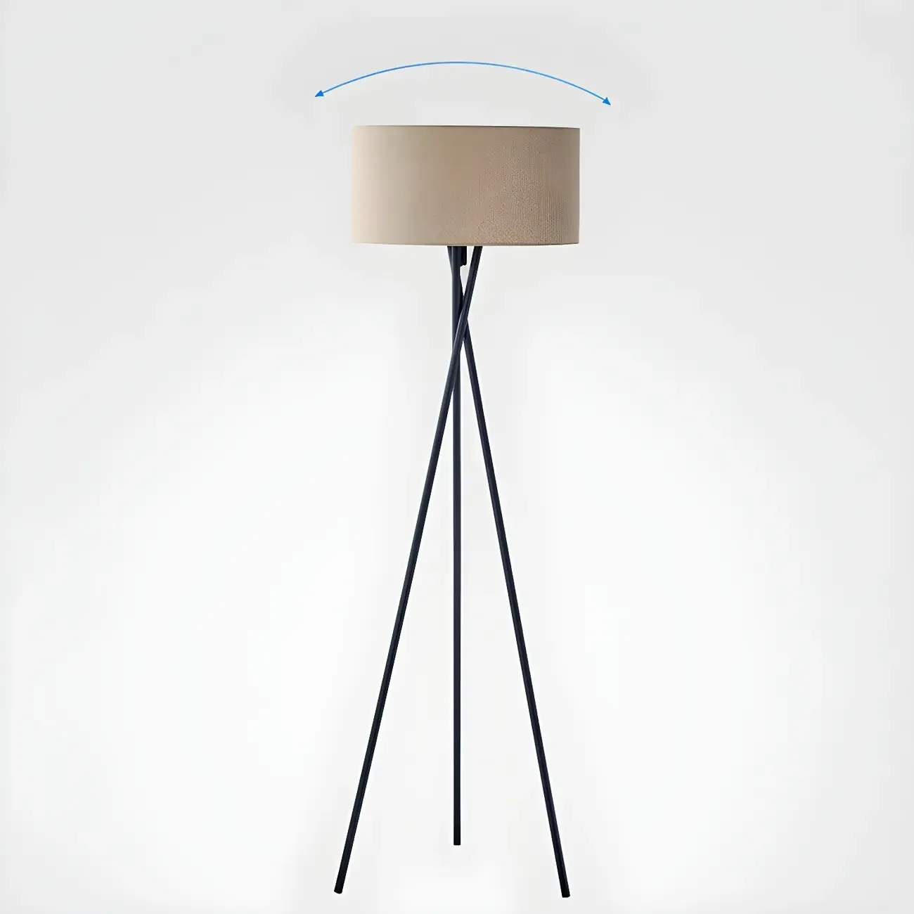 Modern 63" Tripod Black LED Fabric Floor Lamp Drum Shade  Image - 8