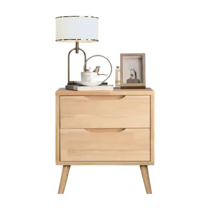 Scandinavian Drawer Storage Wooden 2 drawer Nightstand Image - 5