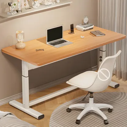Modern Wooden White Height-Adjustable Standing Desk for Office Image - 7