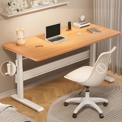 Modern Wooden White Height-Adjustable Standing Desk for Office Image - 11