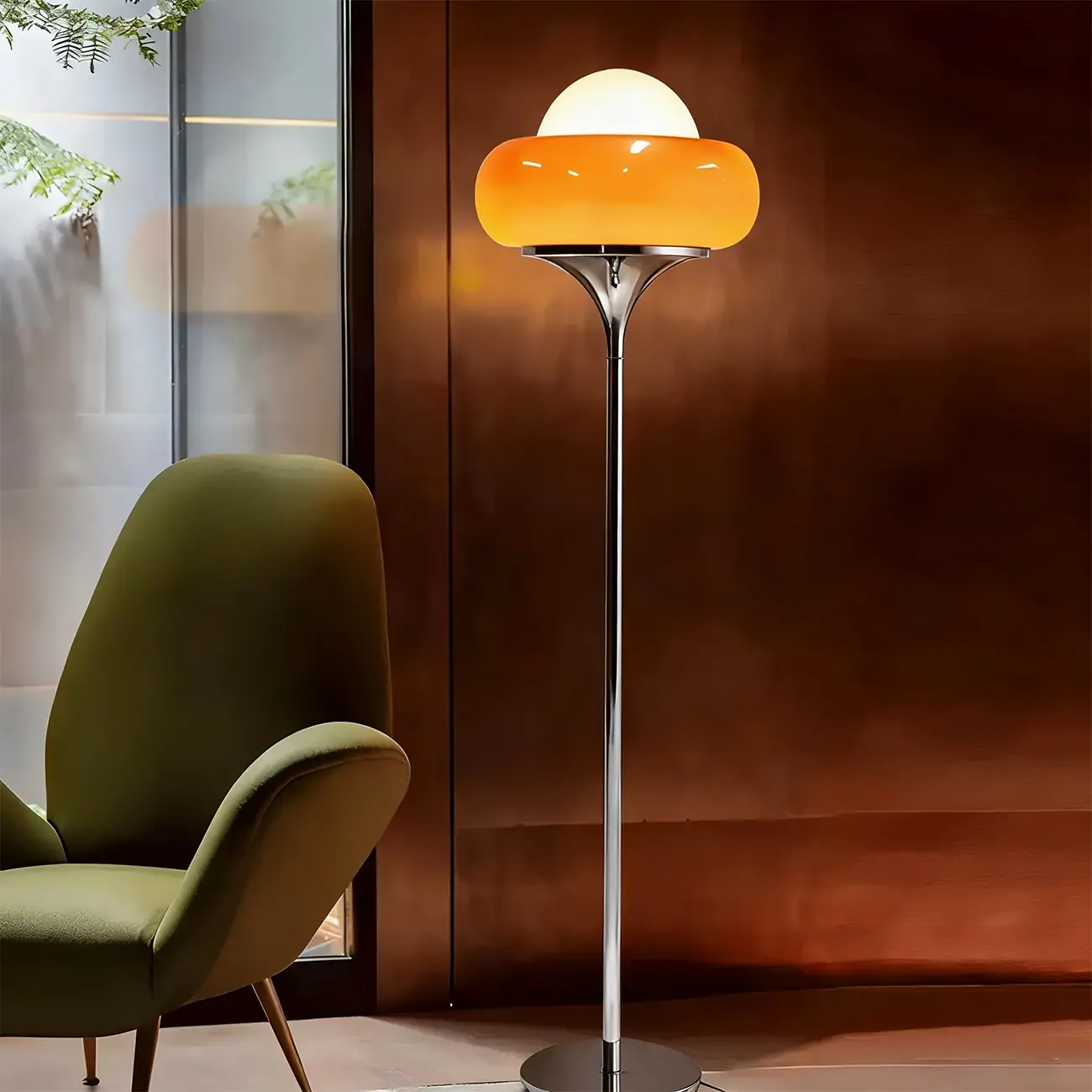 Modern Yellow Bubble Glass Metal LED Floor Lamp Image - 1 | homeyfad