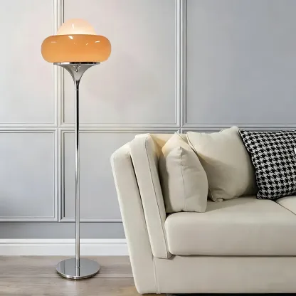 Modern Yellow Bubble Glass Metal LED Floor Lamp Image - 2