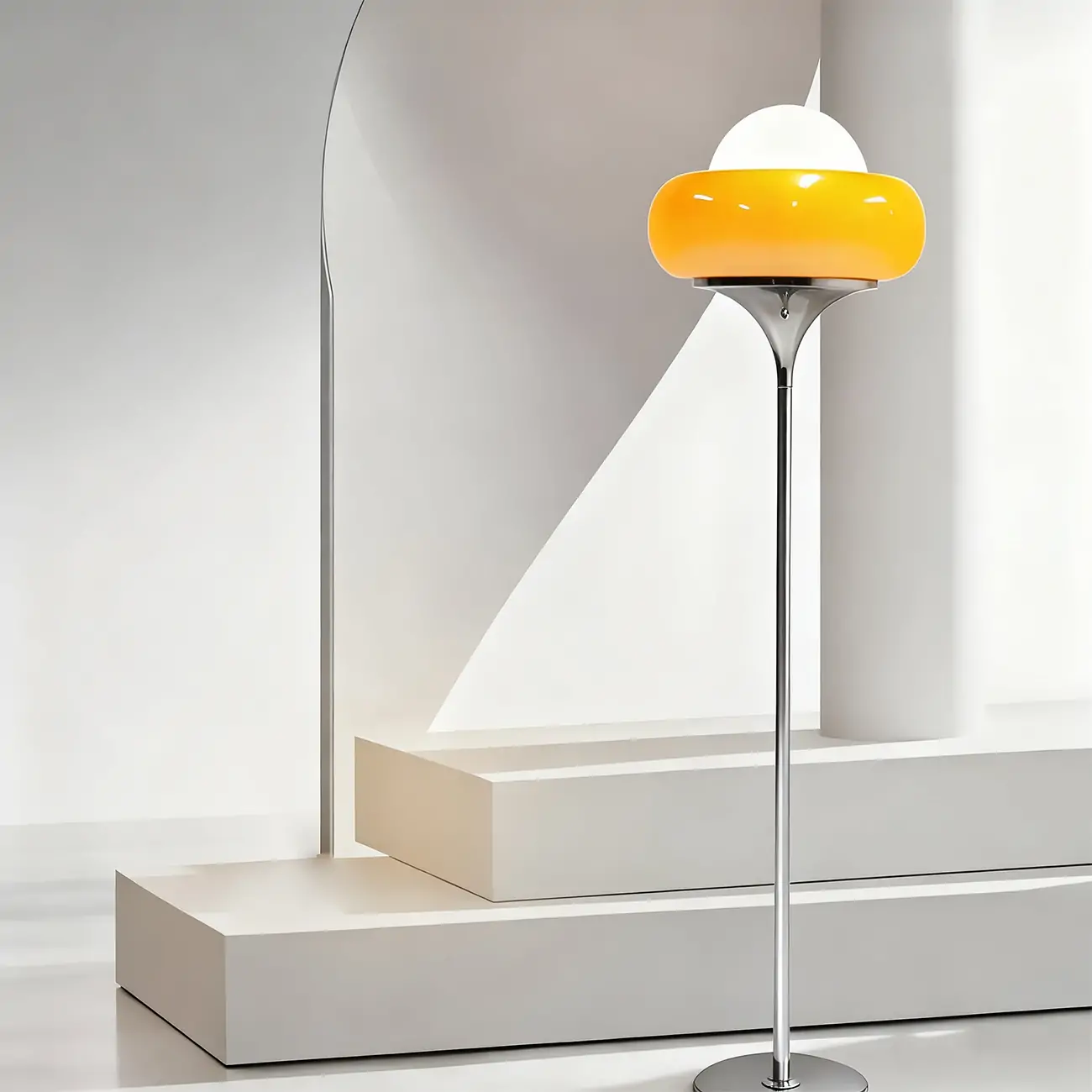 Modern Yellow Bubble Glass Metal LED Floor Lamp Image - 3 | homeyfad
