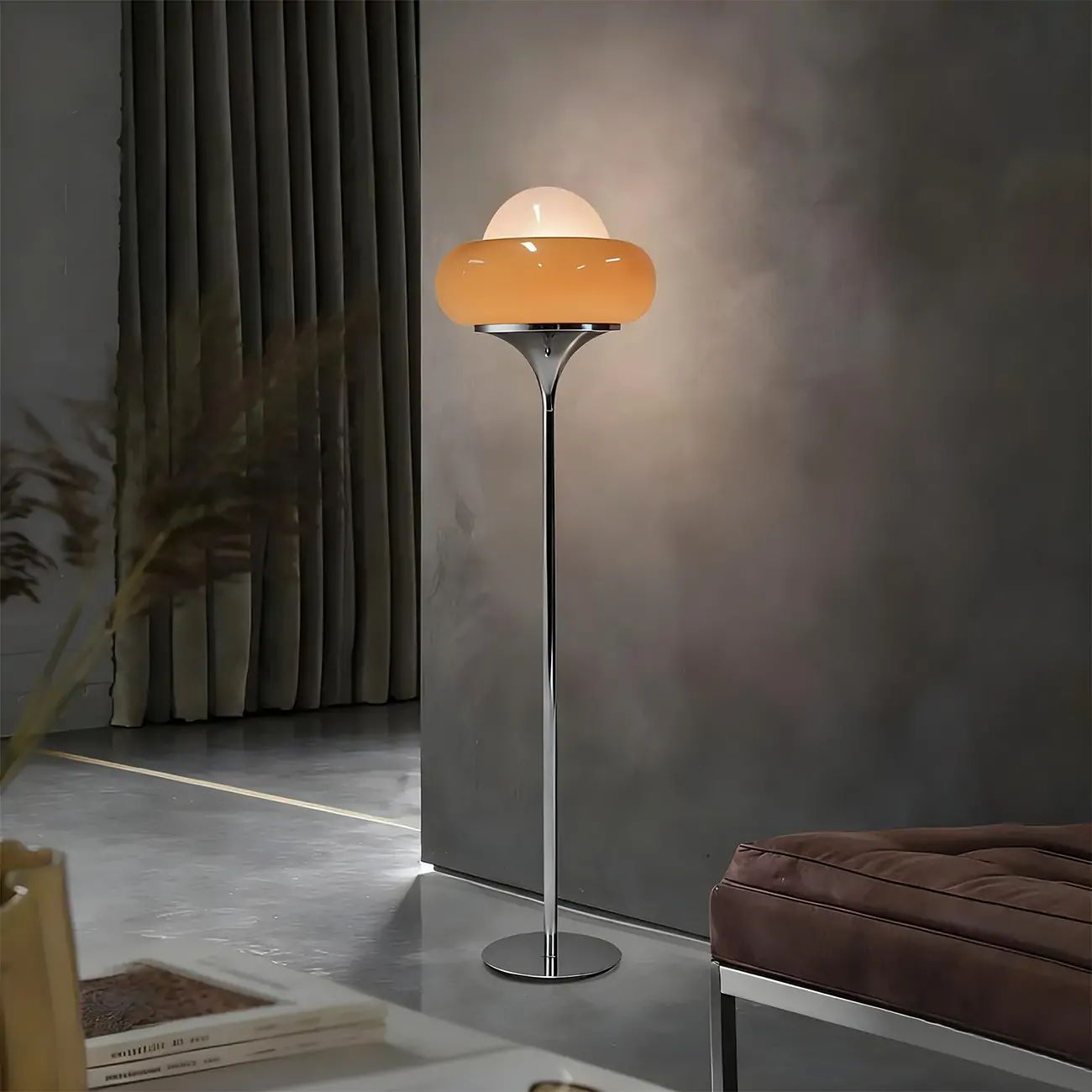 Modern Yellow Bubble Glass Metal LED Floor Lamp Image - 5 | homeyfad
