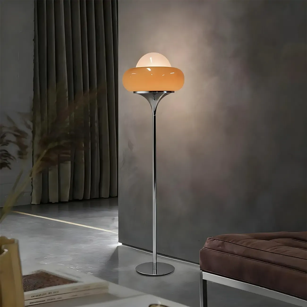 Modern Yellow Bubble Glass Metal LED Floor Lamp Image - 5