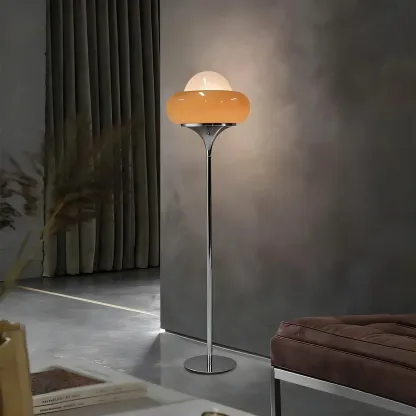 Modern Yellow Bubble Glass Metal LED Floor Lamp Image - 5
