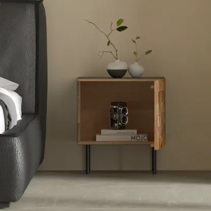 Medieval Style Wood Black Narrow Nightstand  Image - 2