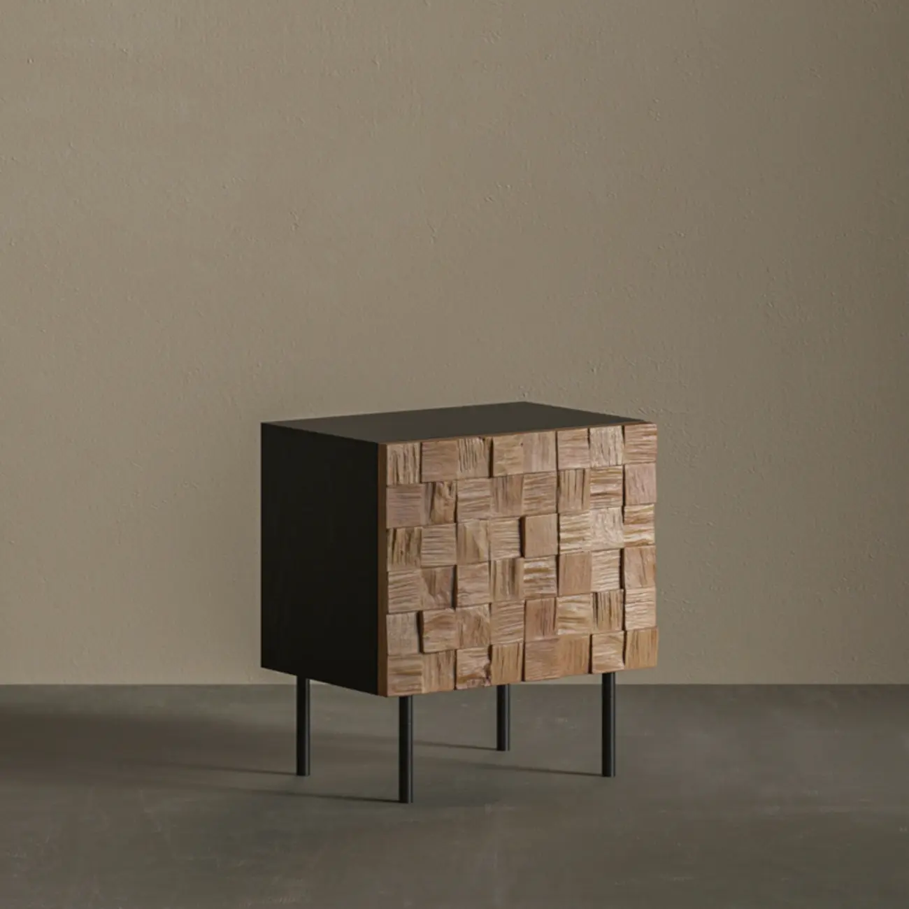 Medieval Style Wood Black Narrow Nightstand  Image - 6 | homeyfad