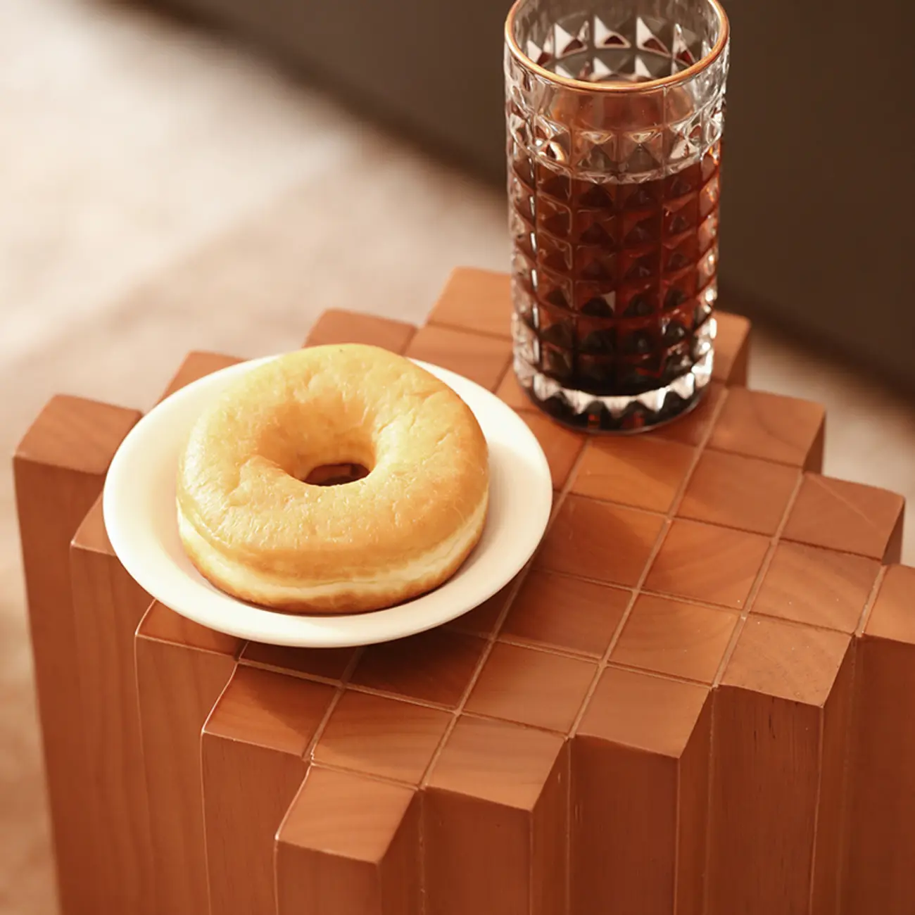 Modern Square Solid Wood Side Table for Living Room Image - 2 | homeyfad