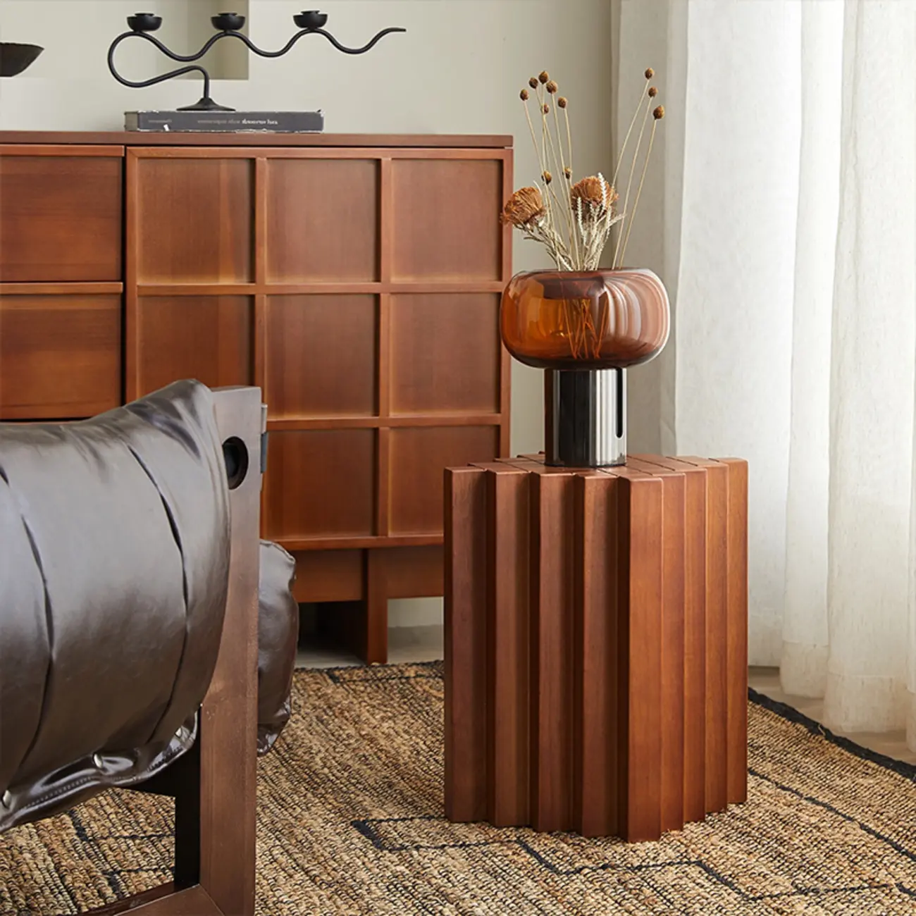 Modern Square Solid Wood Side Table for Living Room Image - 1 | homeyfad