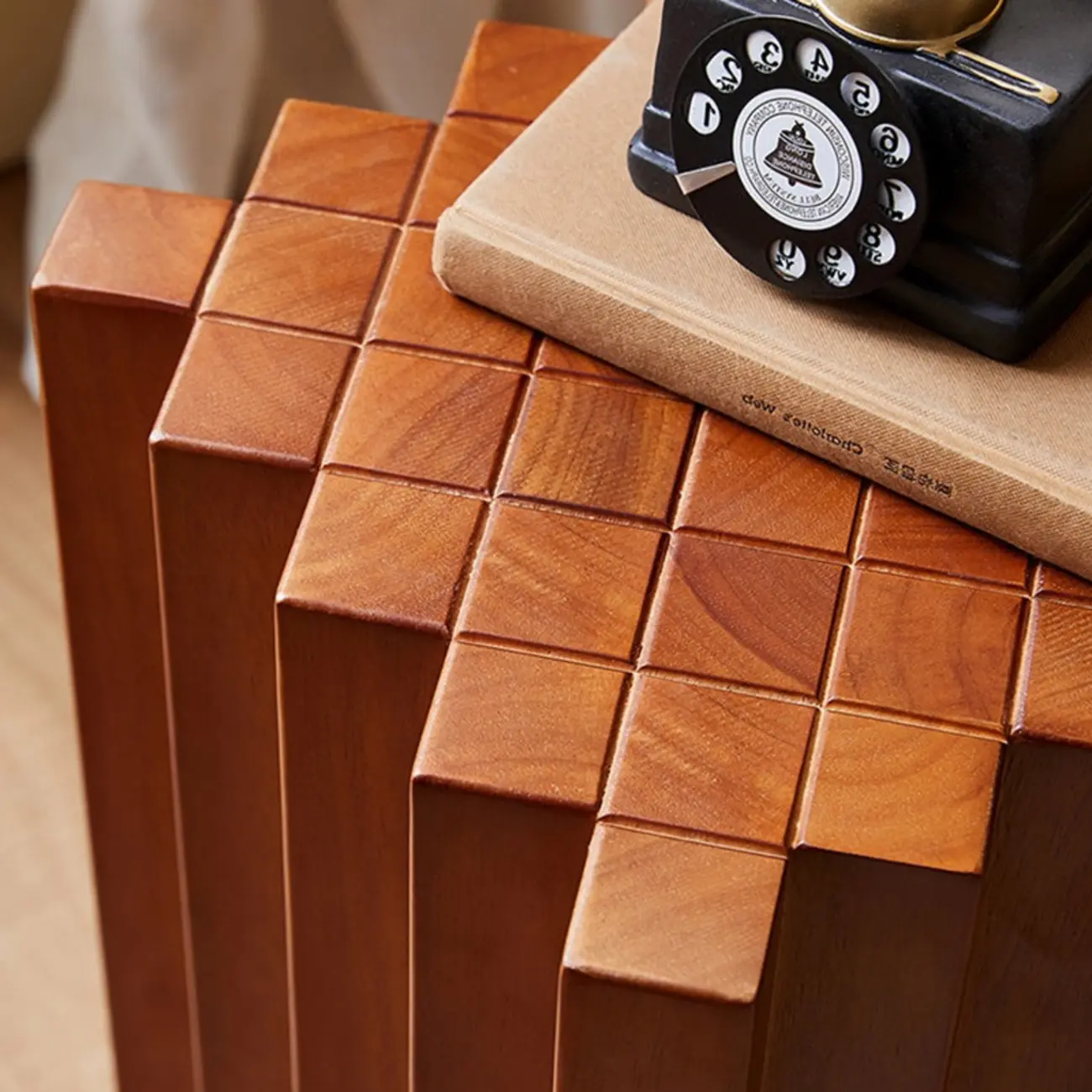 Modern Square Solid Wood Side Table for Living Room Image - 9 | homeyfad