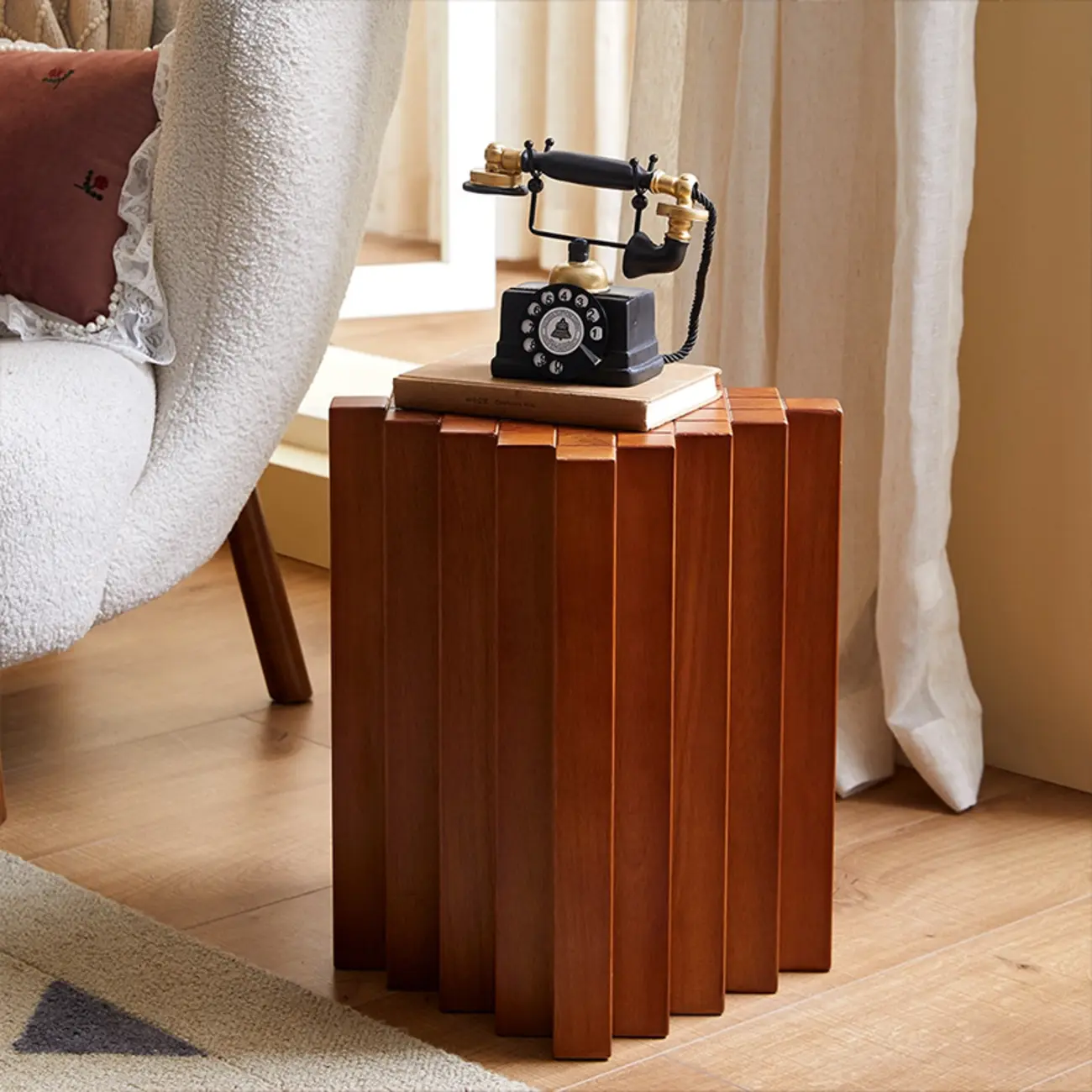 Modern Square Solid Wood Side Table for Living Room Image - 10 | homeyfad