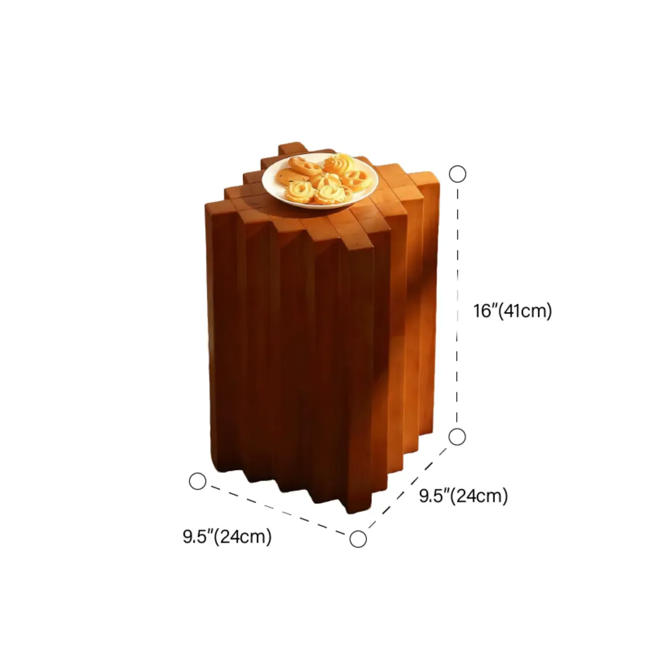 Modern Square Solid Wood Side Table for Living Room #size