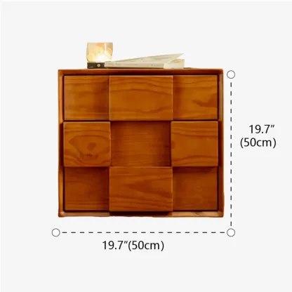 Medieval Wood Narrow Nightstand With 2 Drawers #size