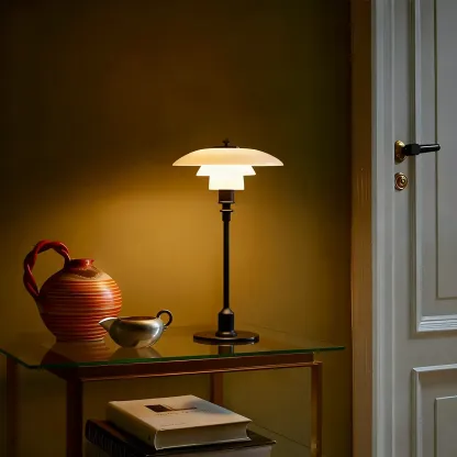 Post-Modern Tiered LED Table Lamp with Built-In Power